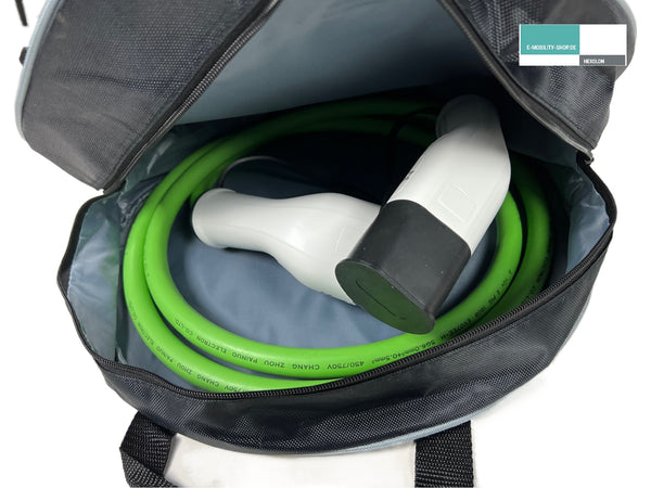 Type 2 ladekabelbag rund med logo - E-Mobility Shop