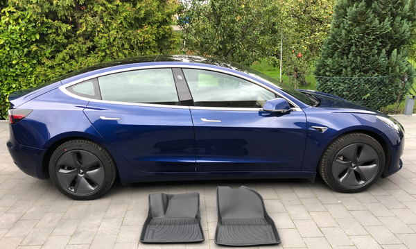 Tesla Model 3 allværsgulvmattesett 3 stk. - Modell 3 2021 / 2022 / 2023