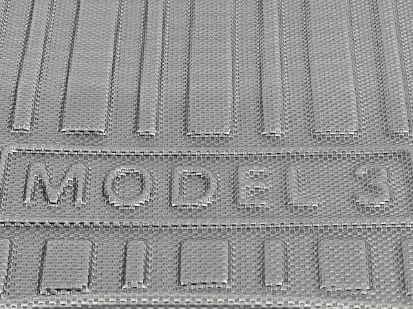 Tesla Model 3 liten frunk matte - allværs beskyttelsesmatte - stripe design - M3 2021 / 2022 / 2023