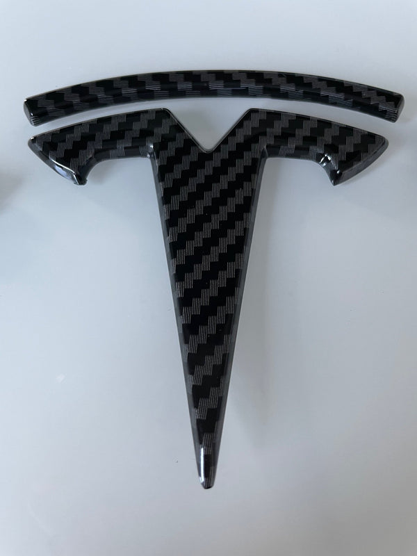T-Logo sett for front, bak og ratt for Model Y - caps